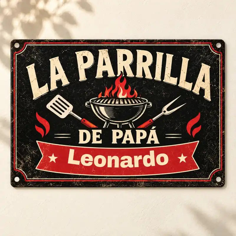 La parrilla de papá – Letrero de metal personalizado