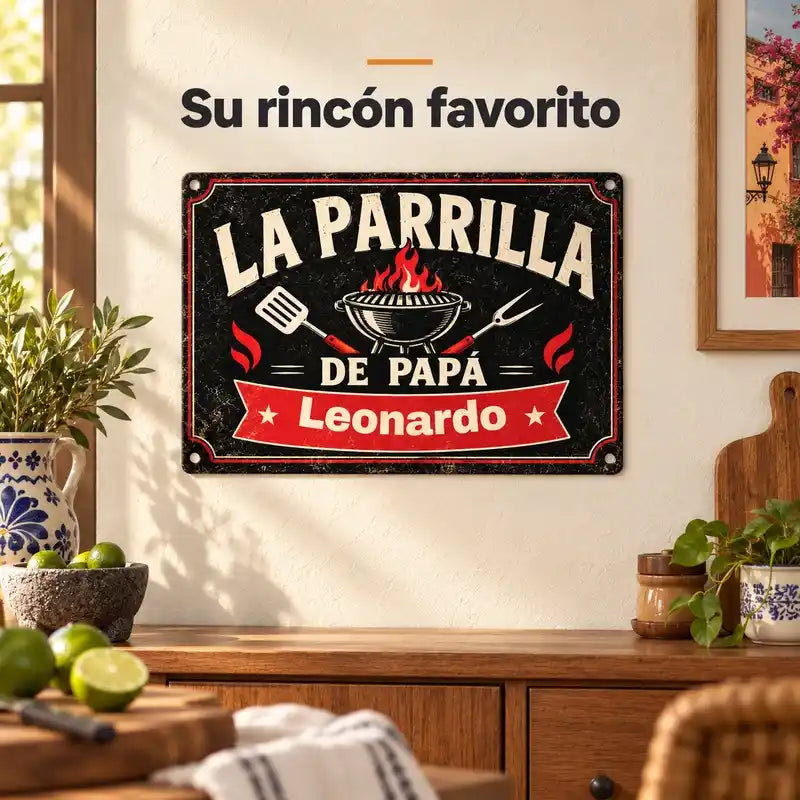 La parrilla de papá – Letrero de metal personalizado