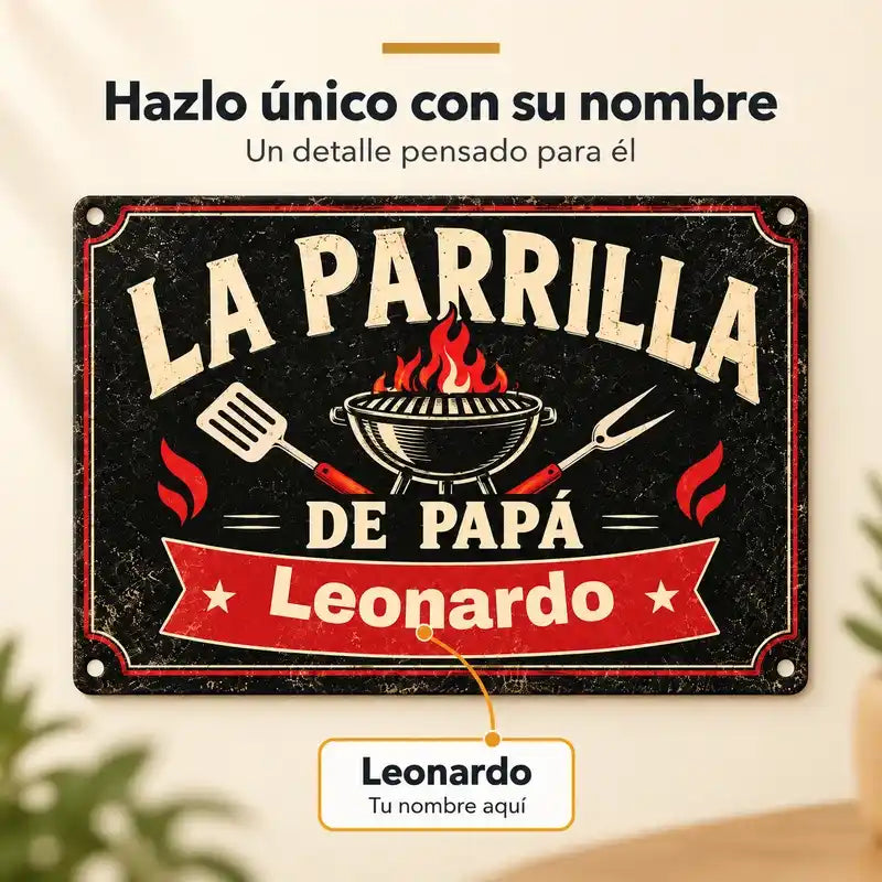 La parrilla de papá – Letrero de metal personalizado