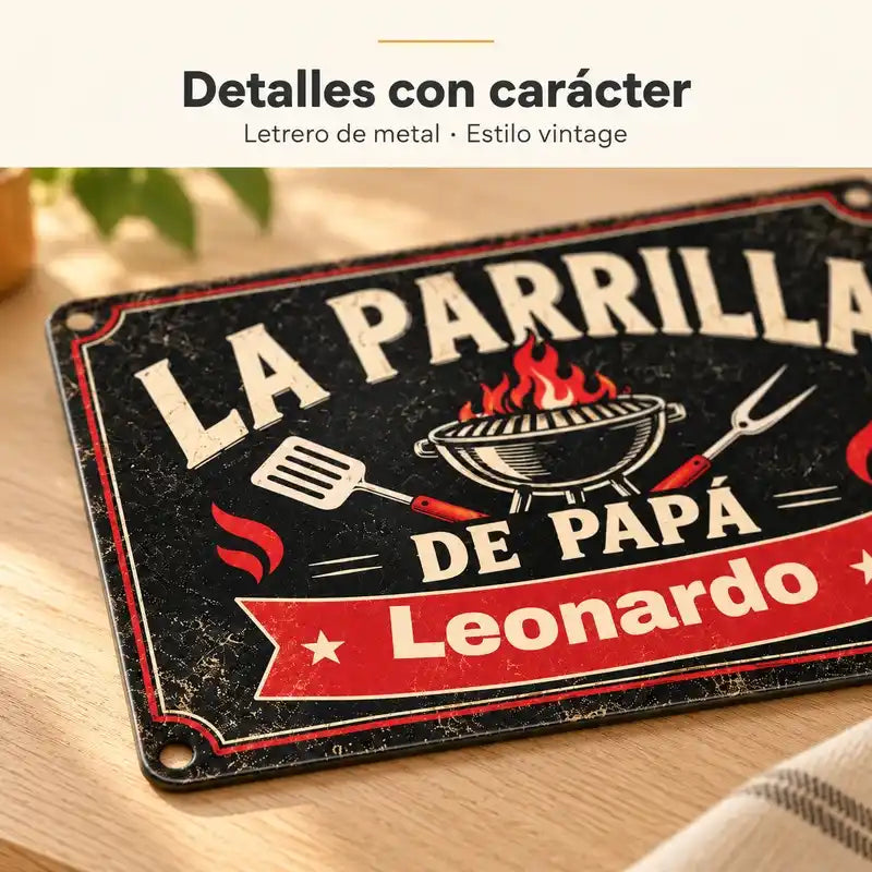 La parrilla de papá – Letrero de metal personalizado