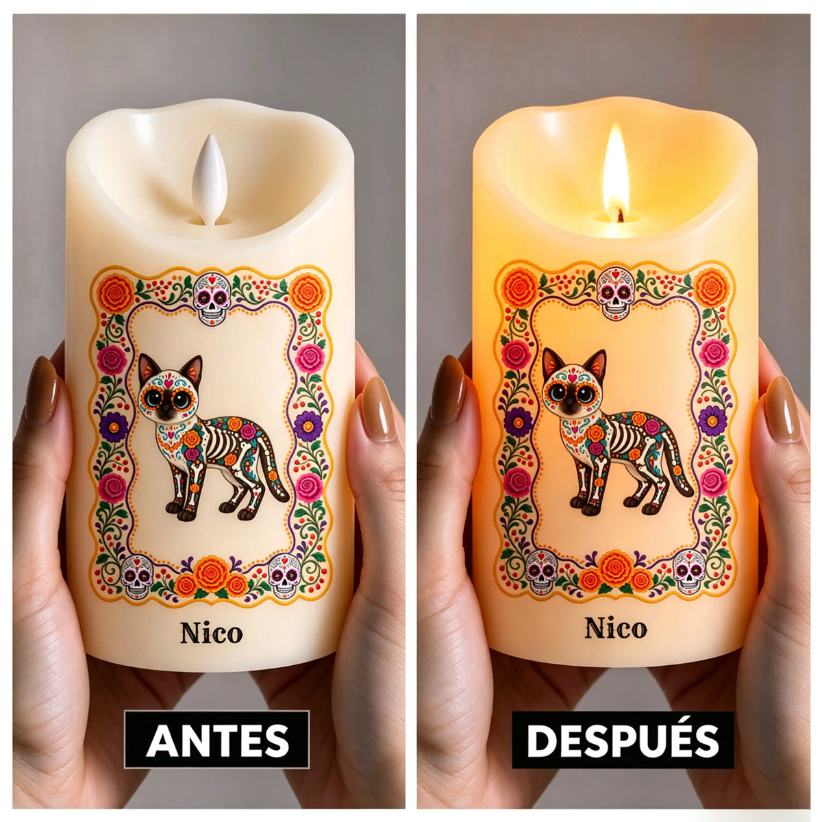 Mi amor siempre está cerca, foto y nombre de mascota personalizados – Vela LED personalizada