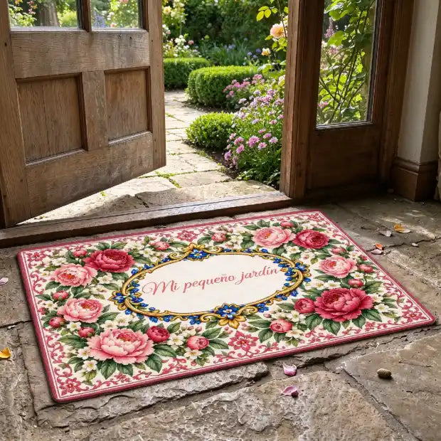 Jardín de Luz, texto personalizado – Alfombra personalizada