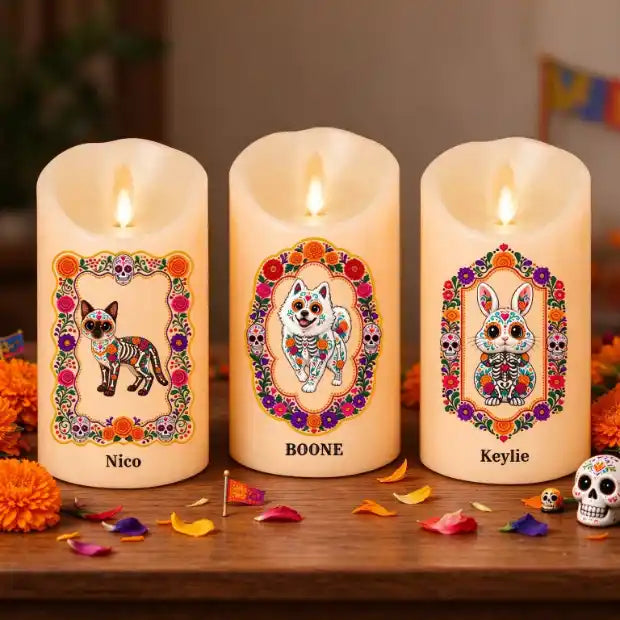 Mi amor siempre está cerca, foto y nombre de mascota personalizados – Vela LED personalizada