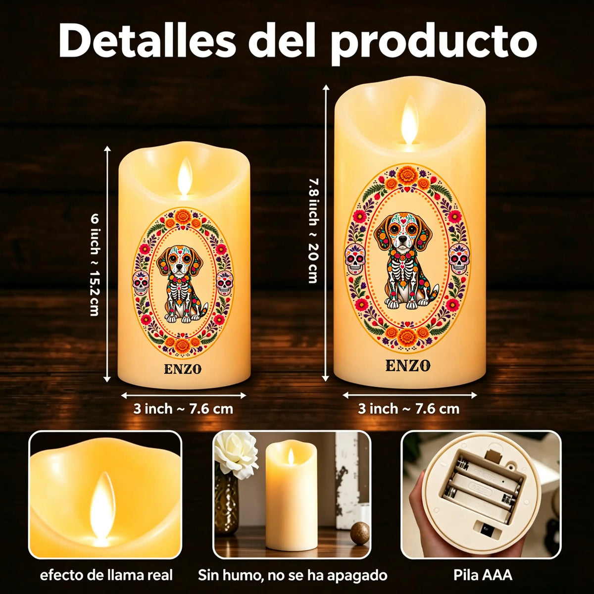 Mi amor siempre está cerca, foto y nombre de mascota personalizados – Vela LED personalizada