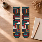 Entre libros, con tu nombre y personaje — Calcetines personalizados para amantes de la lectura