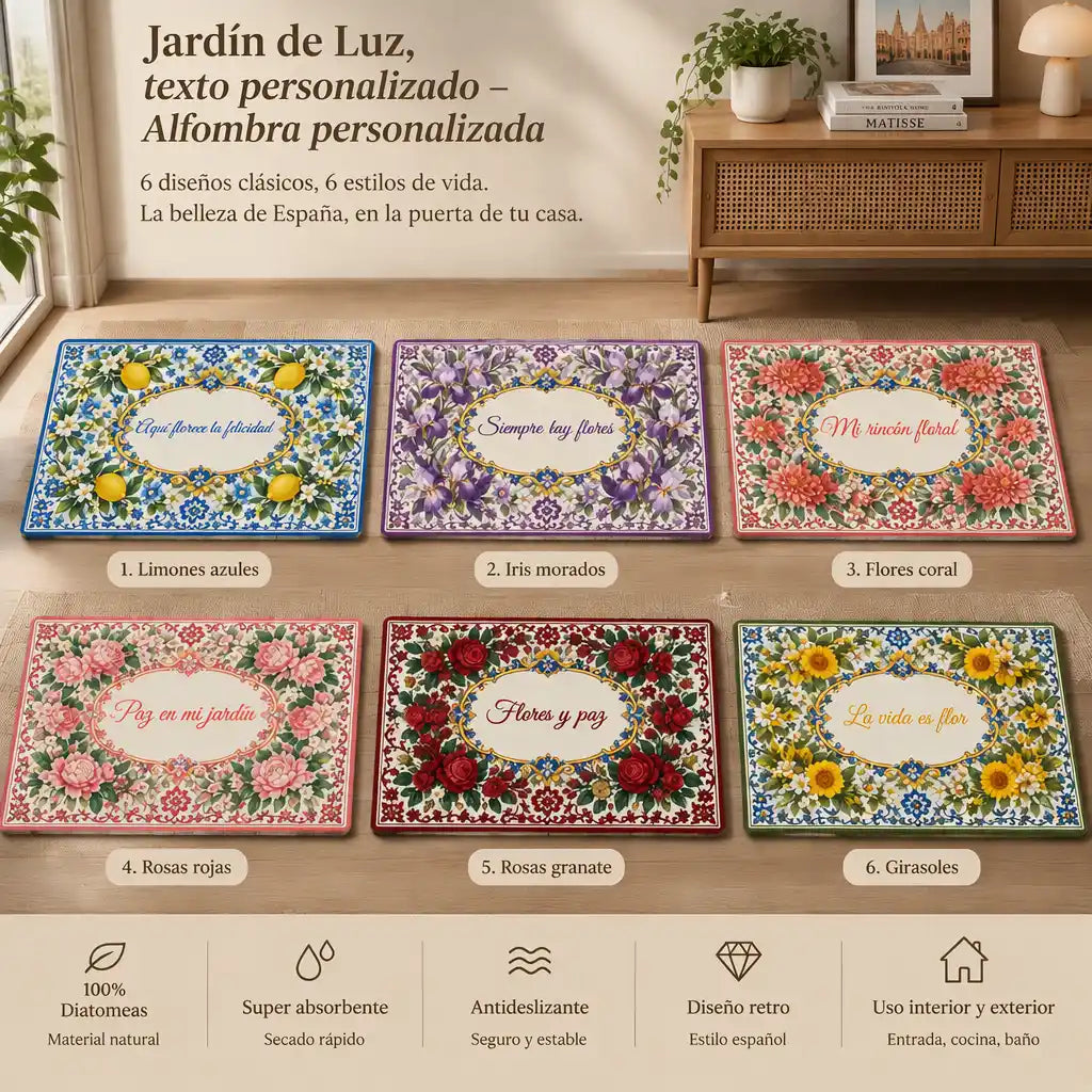 Jardín de Luz, texto personalizado – Alfombra personalizada