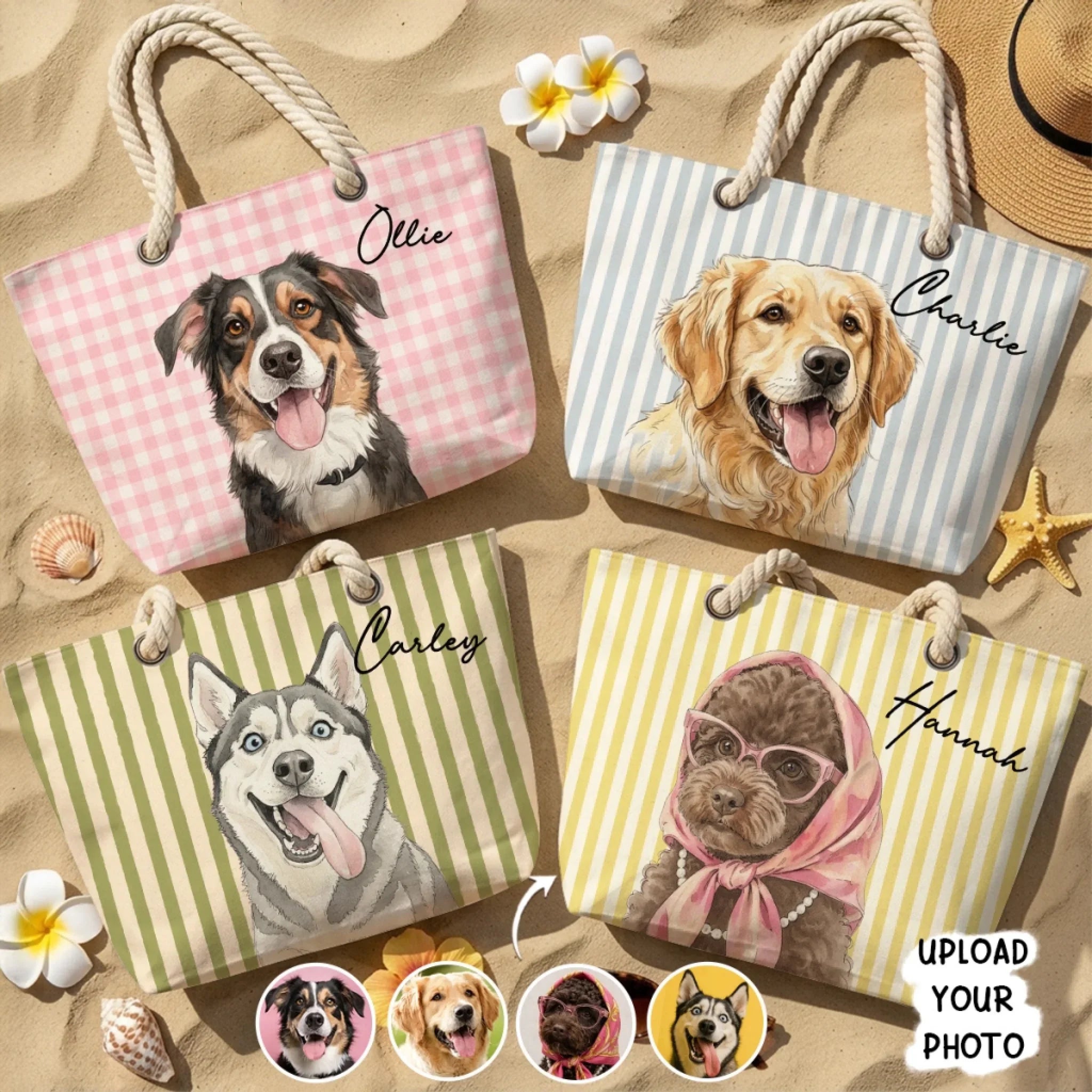 Bolsa de playa personalizada con perros