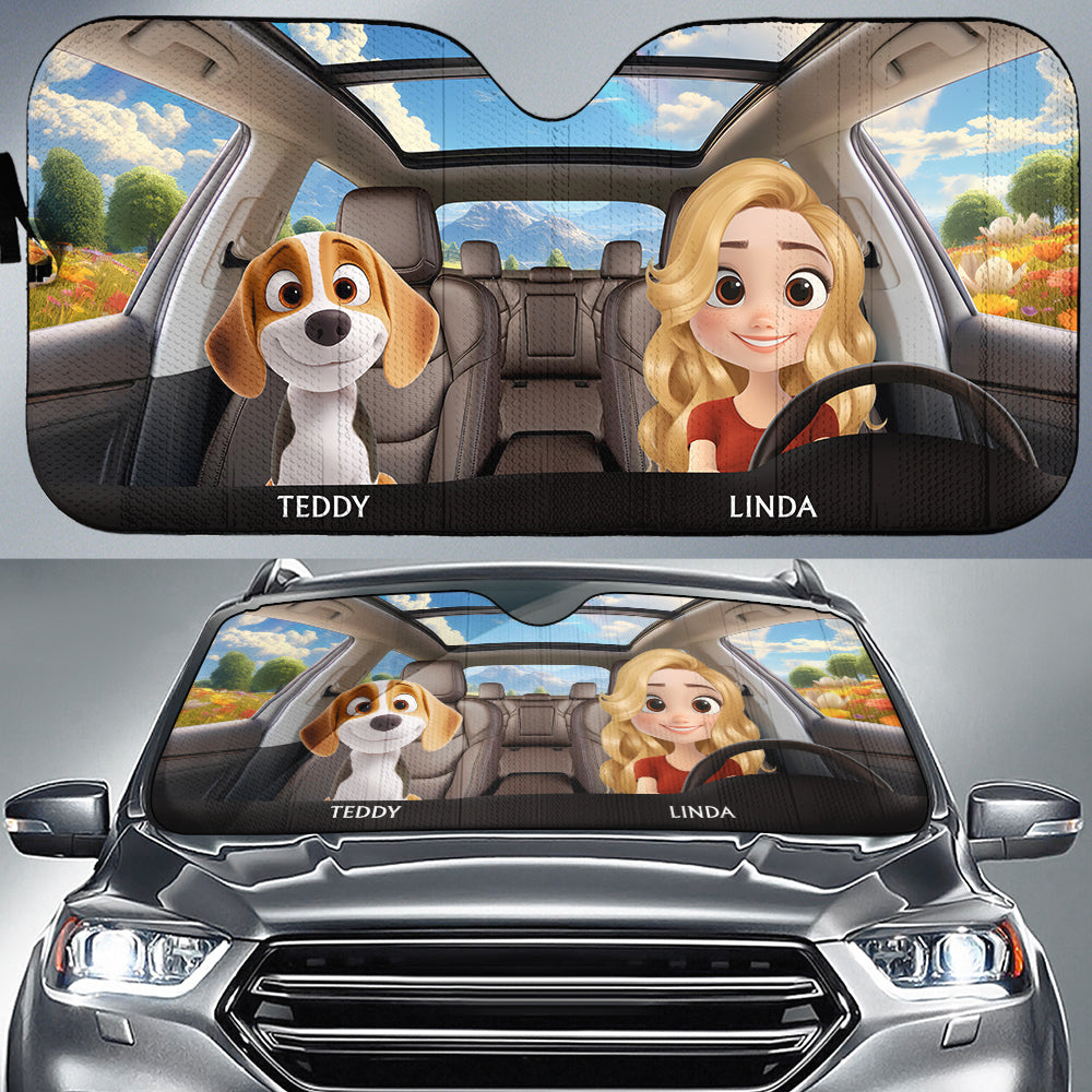 Protector solar personalizado para auto con perro