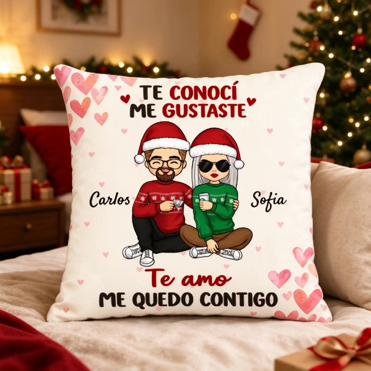 Te conocí, me gustaste, nombre personalizado para Navidad, regalo para parejas – Cojín personalizado