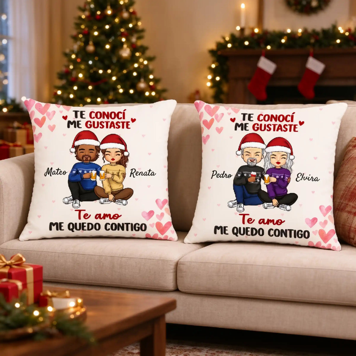 Te conocí, me gustaste, nombre personalizado para Navidad, regalo para parejas – Cojín personalizado