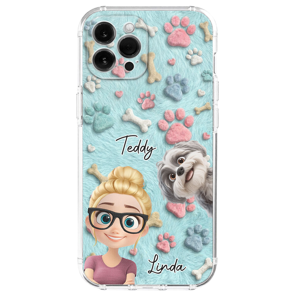 Funda personalizada con perro y humano adorable